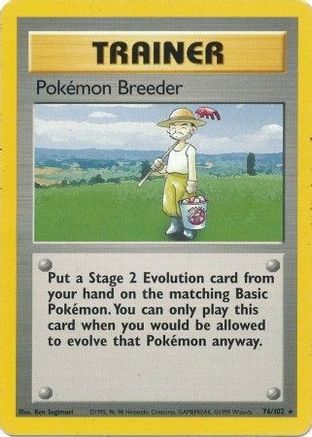 Pokemon Breeder 076  Base Set - Rare