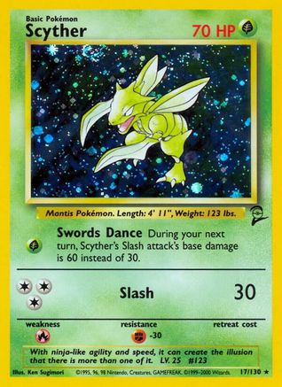 Scyther 017  - Holofoil Base Set 2 - Holo Rare