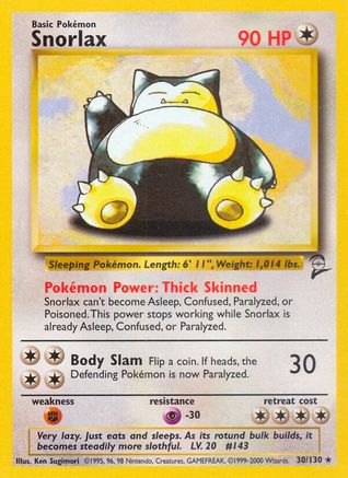 Snorlax 030  Base Set 2 - Rare