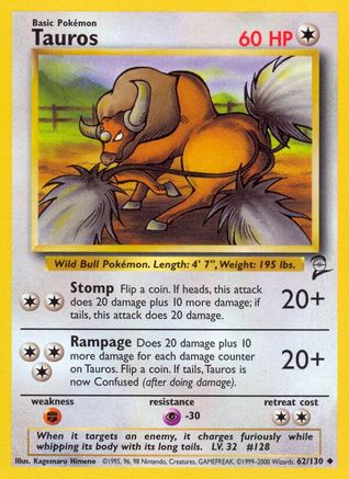 Tauros 062  Base Set 2 - Uncommon