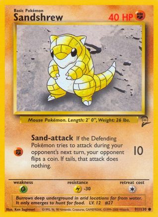 Sandshrew 091  Base Set 2 - Common