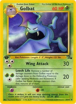 Golbat 034  - 1st Edition Fossil - Uncommon