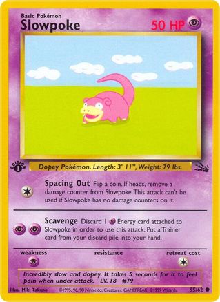 Slowpoke 055  - 1st Edition Fossil - Common