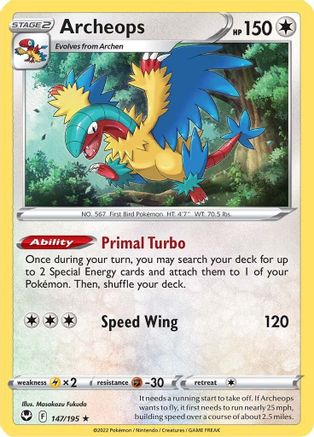 Archeops 147  - Reverse Holofoil SWSH12 Silver Tempest - Holo Rare