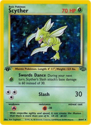 Scyther (10) (10) 010  - 1st Edition Holofoil Jungle - Holo Rare