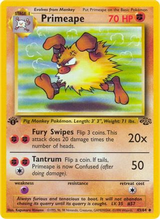 Primeape 043  - 1st Edition Jungle - Uncommon