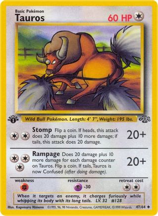 Tauros 047  - 1st Edition Jungle - Uncommon