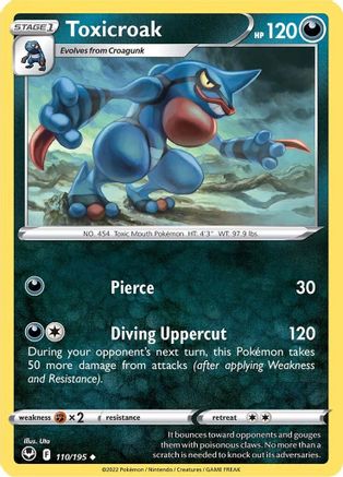 Toxicroak 110  - Reverse Holofoil SWSH12 Silver Tempest - Uncommon