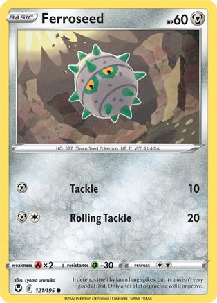 Ferroseed 121  - Reverse Holofoil SWSH12 Silver Tempest - Common