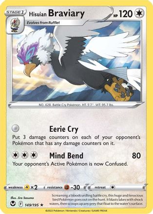 Hisuian Braviary 149  SWSH12 Silver Tempest - Rare