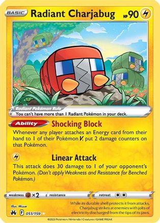 Radiant Charjabug 051  - Holofoil SWSH Crown Zenith - Radiant Rare
