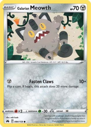 Galarian Meowth 084  SWSH Crown Zenith - Common