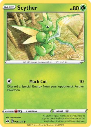 Scyther 006  - Reverse Holofoil SWSH Crown Zenith - Common
