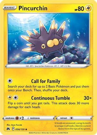 Pincurchin 056  - Reverse Holofoil SWSH Crown Zenith - Uncommon