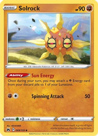 Solrock 069  - Reverse Holofoil SWSH Crown Zenith - Uncommon