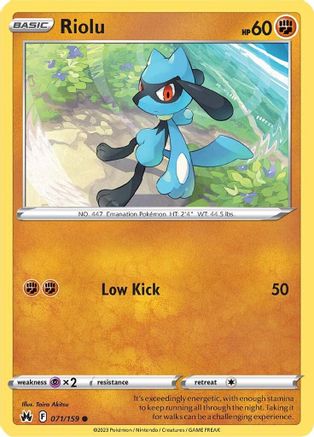 Riolu 071  - Reverse Holofoil SWSH Crown Zenith - Common