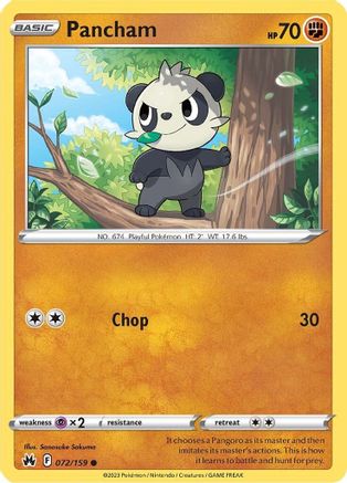 Pancham 072  SWSH Crown Zenith - Common