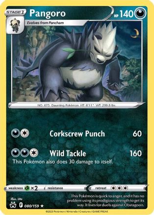 Pangoro 080  - Reverse Holofoil SWSH Crown Zenith - Rare