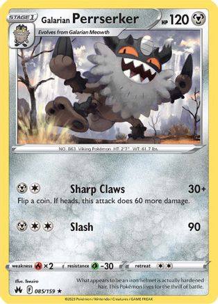 Galarian Perrserker 085  SWSH Crown Zenith - Rare