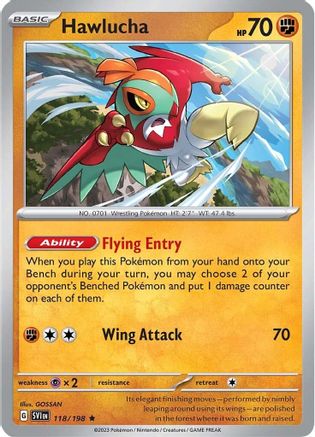 Hawlucha 118  - Holofoil SV01 Scarlet & Violet Base Set - Rare