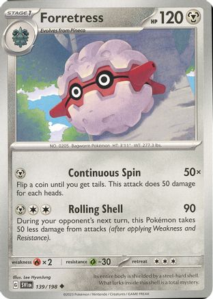 Forretress 139  - Reverse Holofoil SV01 Scarlet & Violet Base Set - Uncommon