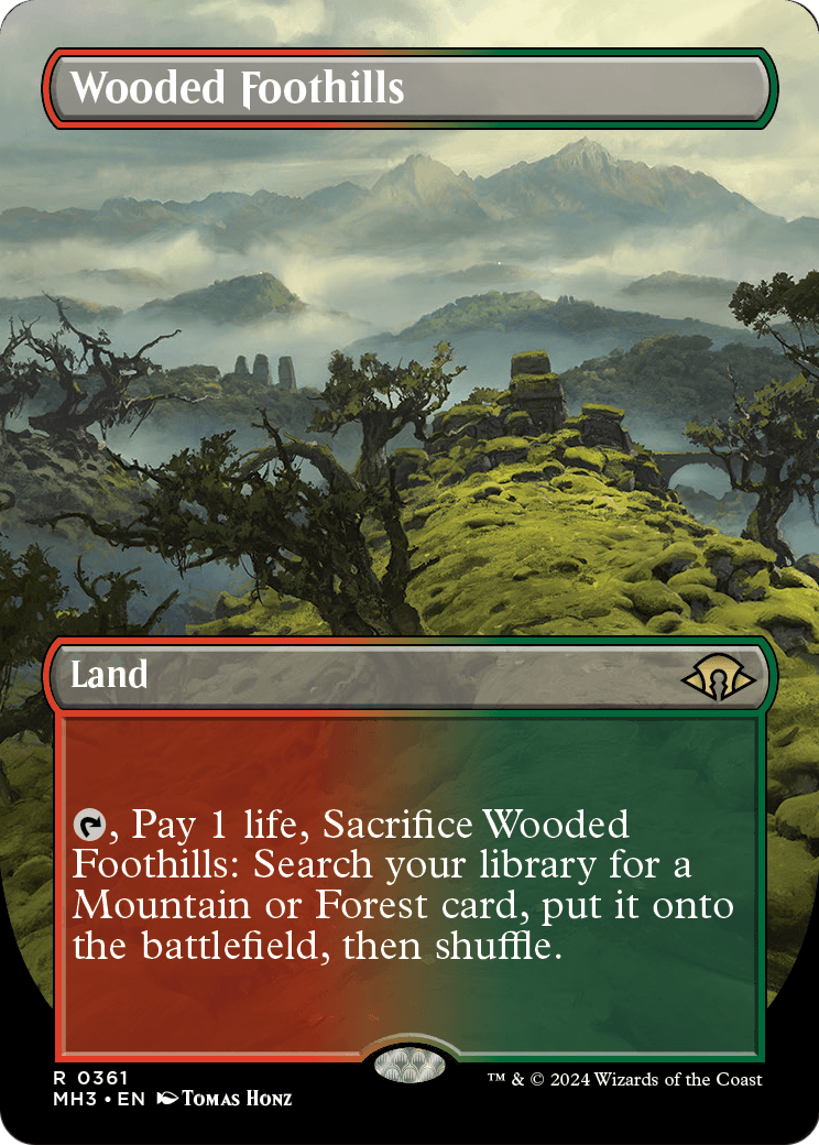 Wooded Foothills (Borderless) (MH3-361) - Modern Horizons 3 Foil