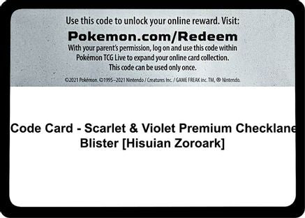 Code Card - Scarlet & Violet Premium Checklane Blister [Hisuian Zoroark]  SV01 Scarlet & Violet Base Set - Code Card