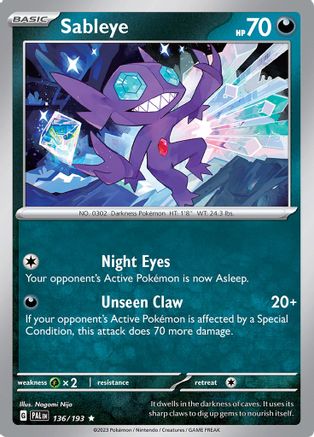 Sableye 136  - Holofoil SV02 Paldea Evolved - Rare