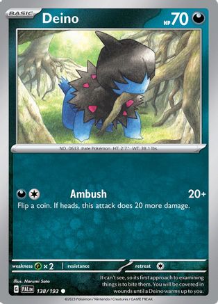 Deino 138  - Reverse Holofoil SV02 Paldea Evolved - Common