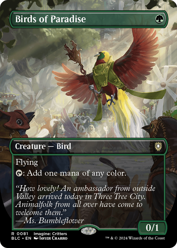 Birds of Paradise (Borderless) (BLC-081) - Bloomburrow Commander