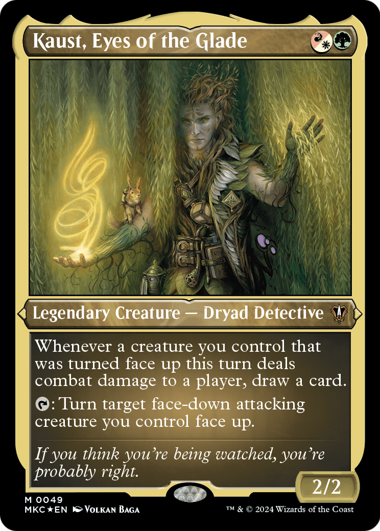 Kaust, Eyes of the Glade (Display Commander) - Thick Stock (MKC-049) - Murders at Karlov Manor Commander Foil