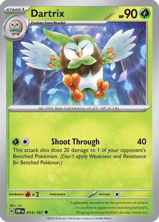 Dartrix 014  SV03 Obsidian Flames - Uncommon