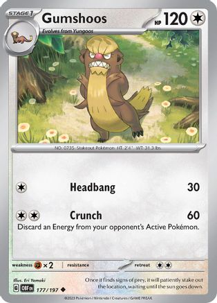 Gumshoos 177  - Reverse Holofoil SV03 Obsidian Flames - Uncommon