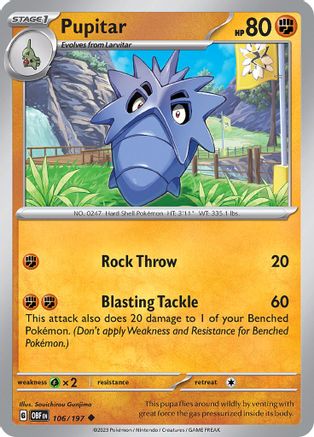 Pupitar 106  - Reverse Holofoil SV03 Obsidian Flames - Uncommon