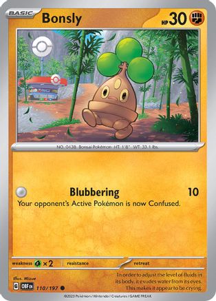 Bonsly 110  SV03 Obsidian Flames - Common
