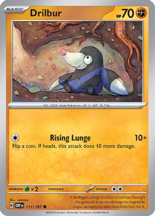 Drilbur 111  - Reverse Holofoil SV03 Obsidian Flames - Common