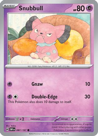 Snubbull 087  - Reverse Holofoil SV03 Obsidian Flames - Common