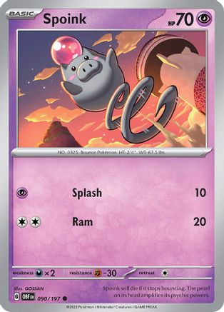 Spoink 090  SV03 Obsidian Flames - Common
