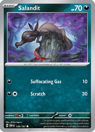 Salandit 139  - Reverse Holofoil SV03 Obsidian Flames - Common