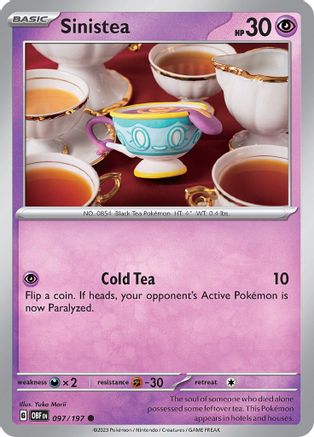 Sinistea 097  - Reverse Holofoil SV03 Obsidian Flames - Common