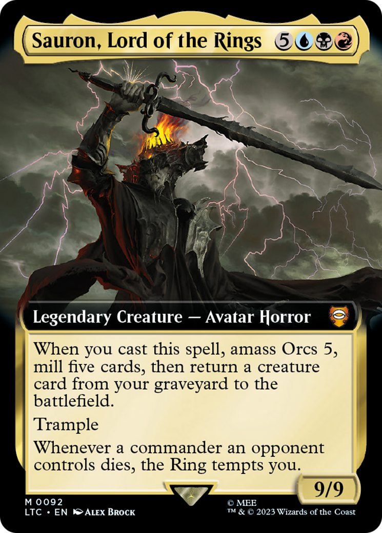 Sauron, Lord of the Rings (Extended Art) (LTC-092) - Tales of Middle-earth Commander: (Extended Art) Foil