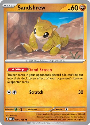 Sandshrew 027  - Reverse Holofoil SV Scarlet & Violet 151 - Common