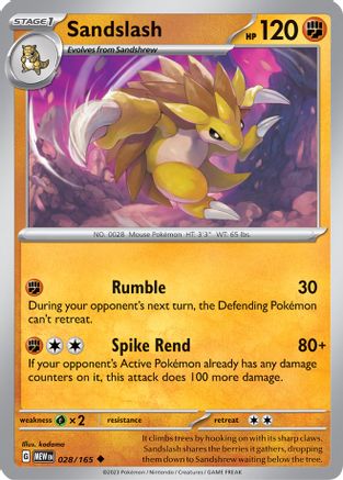 Sandslash 028  - Reverse Holofoil SV Scarlet & Violet 151 - Uncommon