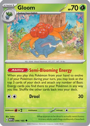 Gloom 044  - Reverse Holofoil SV Scarlet & Violet 151 - Uncommon