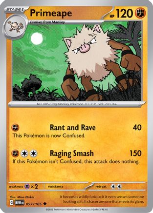 Primeape 057  - Reverse Holofoil SV Scarlet & Violet 151 - Uncommon