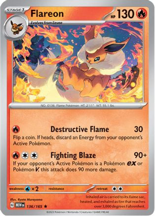 Flareon 136  - Holofoil SV Scarlet & Violet 151 - Rare