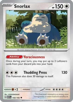 Snorlax 143  - Reverse Holofoil SV Scarlet & Violet 151 - Uncommon