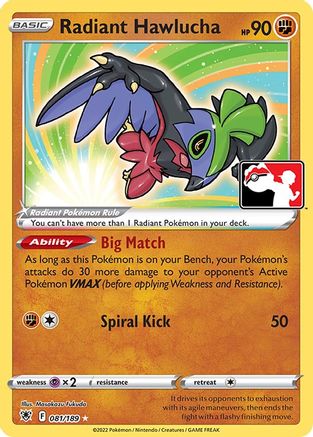 Radiant Hawlucha  - Holofoil Prize Pack Series Cards - Radiant Rare