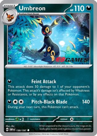 Umbreon (EBGames Exclusive) 130/197  - Reverse Holofoil Miscellaneous Cards & Products - Promo