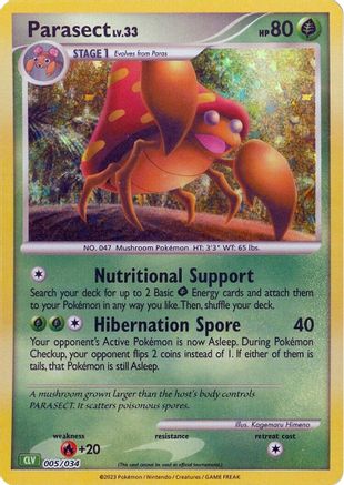 Parasect 005  - Holofoil Trading Card Game Classic - Classic Collection